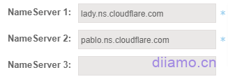 Fill in the cloudflare name server record